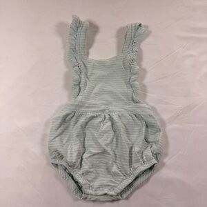 Cat & Jack Baby Girl Mint & White Striped Ruffle Bubble Romper 6-9M